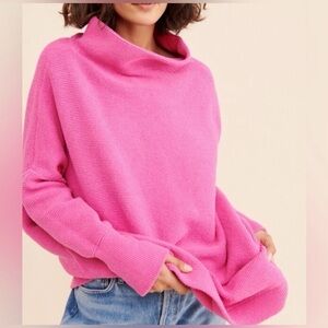 Free People Ottoman Slouchy oversized tunic ribbed pullover sweater - Pink
